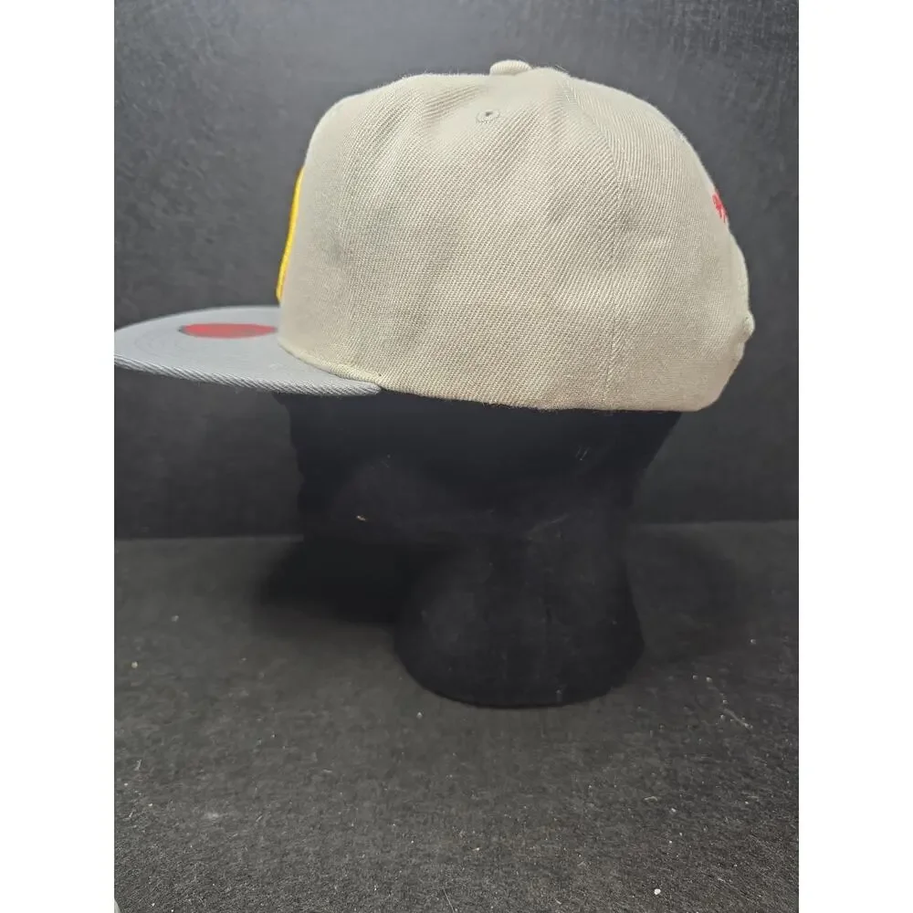 Mitchell & Ness Atlanta Hawks Cool Grey Snapback Hat Cap Retro Logo Red Yellow